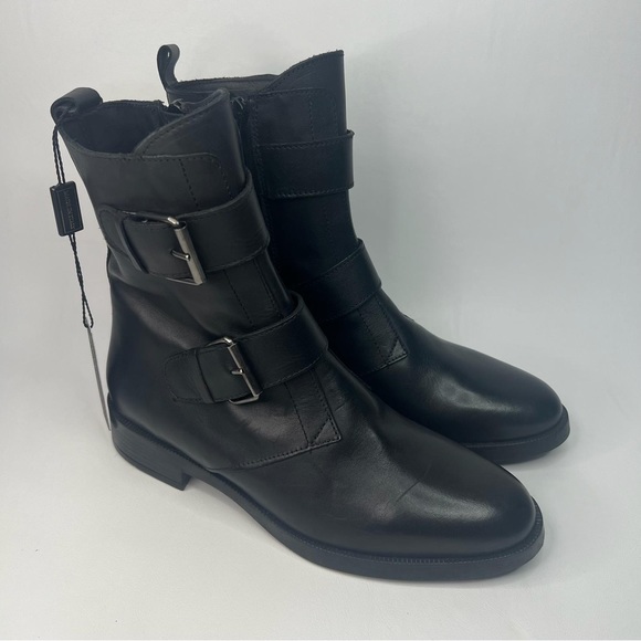 NWT EMANUELE CRASTO ITALY🇮🇹MADE Finest Italian BLACK LEATHER Boot Faux Buckle - Picture 11 of 16